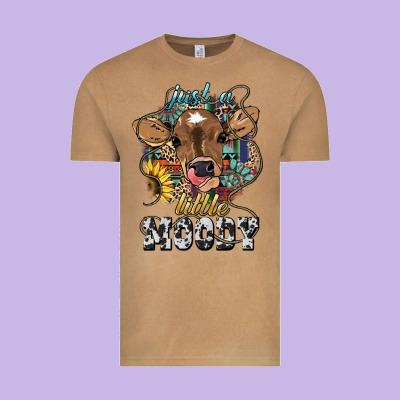 Just A Little Moody Baby Cow Vintage Tee Designed By Howdyjamesfarm