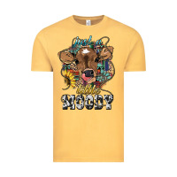 Vintage Mustard Just a little moody baby cow Vintage Tee - HowdyJamesFarm