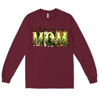 Burgundy American Mom Mother's Day Long Sleeve Tee - CowGirlArtShop