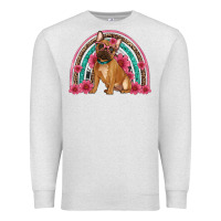 Oatmeal Heather french bulldog floral rainbow Premium Sweatshirt - Artiststas
