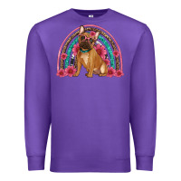 Purple french bulldog floral rainbow Premium Sweatshirt - Artiststas