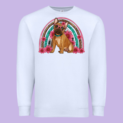 French Bulldog Floral Rainbow Premium Sweatshirt Designed By Artiststas