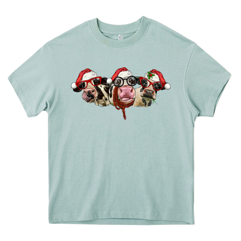 Christmas Holstein Cows Heavy Core Tee by LillyAllenDesigns | Teevron