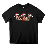 Black christmas holstein cows Heavy Core Tee - LillyAllenDesigns