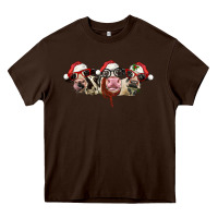 Chocolate Brown christmas holstein cows Heavy Core Tee - LillyAllenDesigns