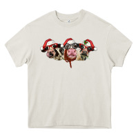 Cream christmas holstein cows Heavy Core Tee - LillyAllenDesigns