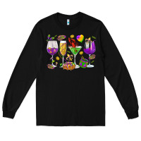 Black Mardi Gras wine glasses Long Sleeve Tee - HowdyJamesFarm