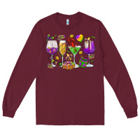 Burgundy Mardi Gras wine glasses Long Sleeve Tee - HowdyJamesFarm