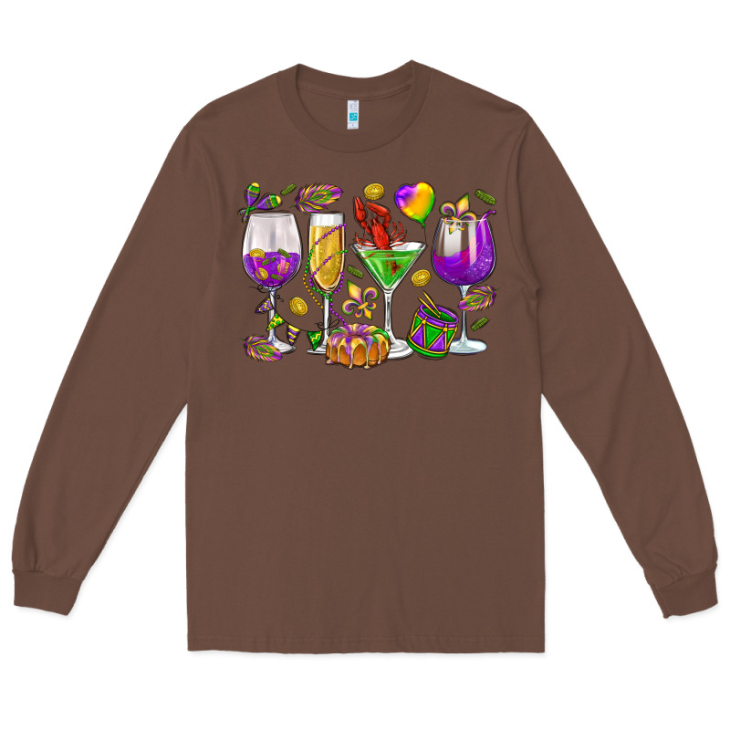 Mardi Gras Wine Glasses Long Sleeve Tee by HowdyJamesFarm | Teevron