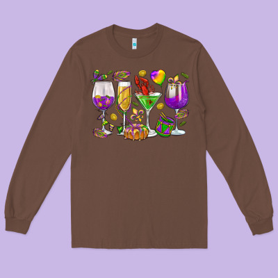 Mardi Gras Wine Glasses Long Sleeve Tee Designed By Howdyjamesfarm
