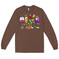 Chestnut Mardi Gras wine glasses Long Sleeve Tee - HowdyJamesFarm
