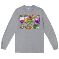 Heather Grey Mardi Gras wine glasses Long Sleeve Tee - HowdyJamesFarm