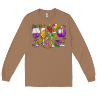 Toasted Coconut Mardi Gras wine glasses Long Sleeve Tee - HowdyJamesFarm
