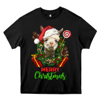Black merry christmas alpaca face Heavy Core Tee - LillyAllenDesigns