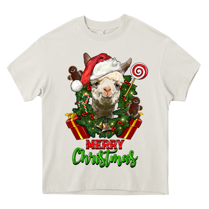 Merry Christmas Alpaca Face Heavy Core Tee by LillyAllenDesigns | Teevron