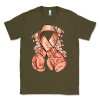Army Green Uterine Cancer peach ribbon with boxing gloves Classic Tee - NancyCooperArtShop