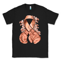 Black Uterine Cancer peach ribbon with boxing gloves Classic Tee - NancyCooperArtShop