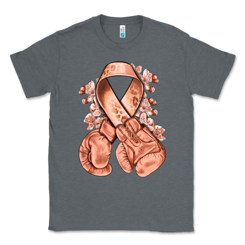 Uterine Cancer Peach Ribbon With Boxing Gloves Classic Tee by NancyCooperArtShop | Teevron