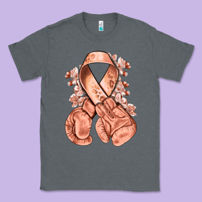 Uterine Cancer Peach Ribbon With Boxing Gloves Classic Tee Designed By Nancycooperartshop