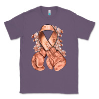 Lavender Uterine Cancer peach ribbon with boxing gloves Classic Tee - NancyCooperArtShop