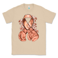 Mushroom Uterine Cancer peach ribbon with boxing gloves Classic Tee - NancyCooperArtShop