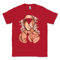 Red Uterine Cancer peach ribbon with boxing gloves Classic Tee - NancyCooperArtShop