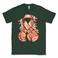 Sports Green Uterine Cancer peach ribbon with boxing gloves Classic Tee - NancyCooperArtShop