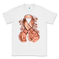 White Uterine Cancer peach ribbon with boxing gloves Classic Tee - NancyCooperArtShop