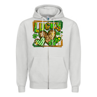 Dove Grey lucky st patricks day hearts Zipper Hoodie - LillyAllenDesigns