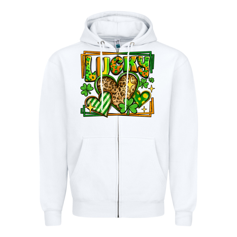 Lucky St Patricks Day Hearts Zipper Hoodie by LillyAllenDesigns | Teevron