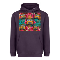 Plum school bus leopard cowhide Heavyweight Hoodie - Artiststas