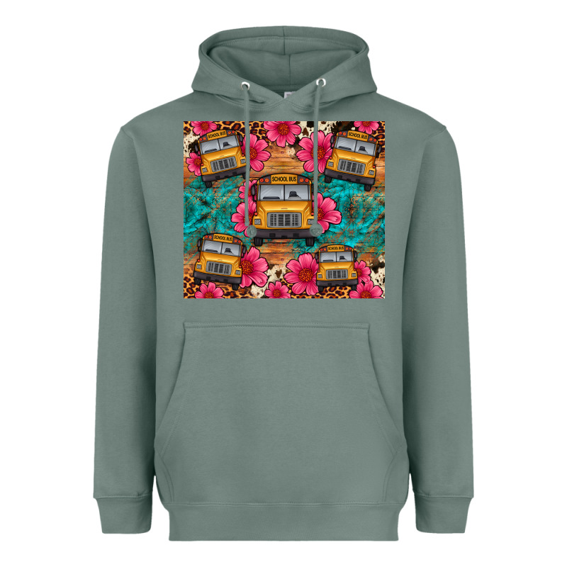School Bus Leopard Cowhide Heavyweight Hoodie by Artiststas | Teevron