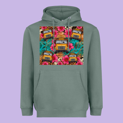 School Bus Leopard Cowhide Heavyweight Hoodie Designed By Artiststas