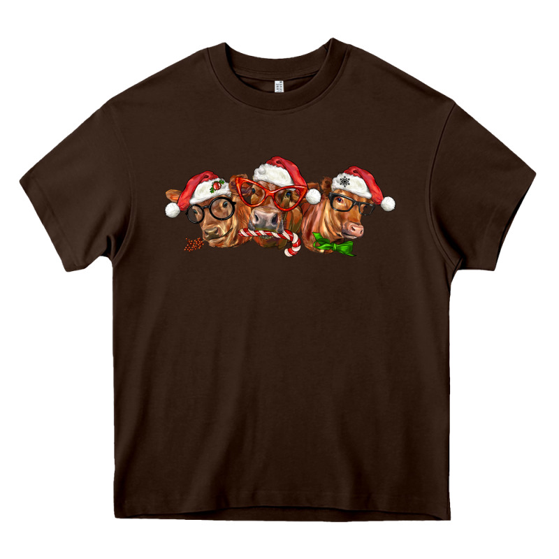 Christmas Red Angus Cows Heavy Core Tee by LillyAllenDesigns | Teevron