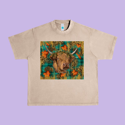Western Fall Cow Urban Heavy Tee Designed By Ranaportraitstore