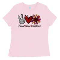 Bubblegum Pink peace love sunflower Ladies Tee - Bettercallsaul