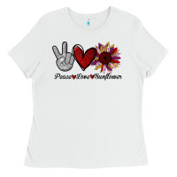 White peace love sunflower Ladies Tee - Bettercallsaul