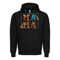 Black American Football Mama Mother's Day Zipper Hoodie - LillyAllenDesigns