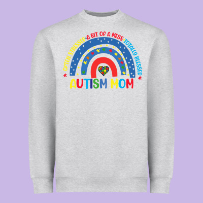 Often Stressed A Bit Of A Mess Totally Blessed Aut Heavyweight Sweatshirt Designed By Cowhidedigitalart