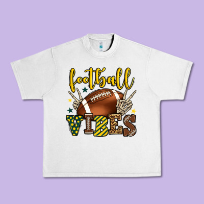 Football Vibes Yellow And Green Team Color Urban Heavy Tee Designed By Howdyjamesfarm