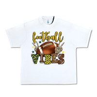 White Football vibes yellow and green team color Urban Heavy Tee - HowdyJamesFarm