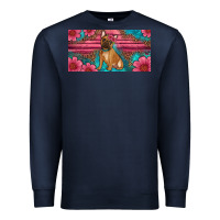 Navy french bulldog floral license plate Premium Sweatshirt - Artiststas