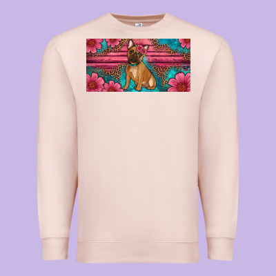 French Bulldog Floral License Plate Premium Sweatshirt Designed By Artiststas