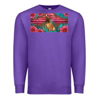 Purple french bulldog floral license plate Premium Sweatshirt - Artiststas