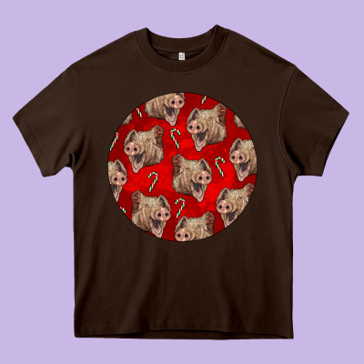 Christmas Pig Heavy Core Tee Designed By Lillyallendesigns