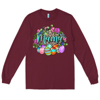 Burgundy Easter Mama Happy Easter Day Long Sleeve Tee - CowGirlArtShop