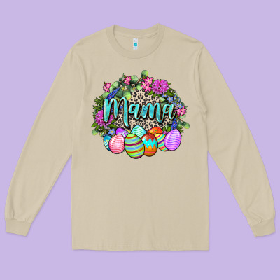 Easter Mama Happy Easter Day Long Sleeve Tee Designed By Cowgirlartshop