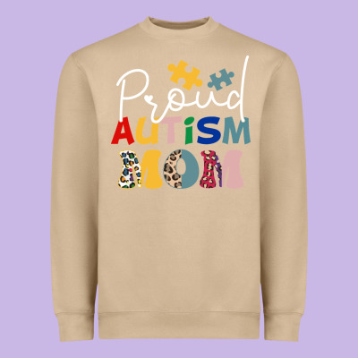 Proud Autism Mom Leopard Pattern Design Autism Awa Heavyweight Sweatshirt Designed By Cowhidedigitalart