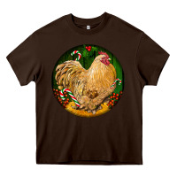 Chocolate Brown cochin rooster christmas Heavy Core Tee - LillyAllenDesigns