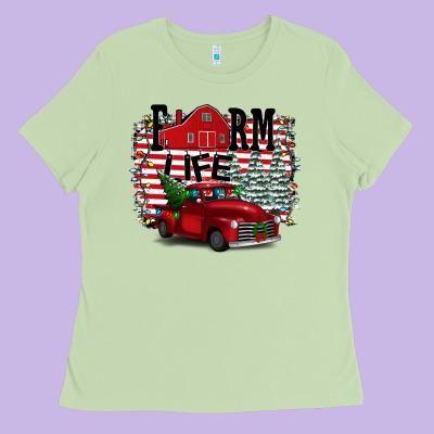 Farm Life Christmas Ladies Tee Designed By Bettercallsaul